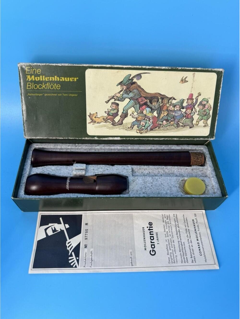 Vintage Mollenhauer Wooden Recorder Blockflöte Baroque Fingering Pearwood w/ Box